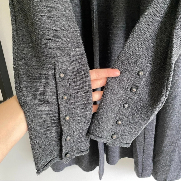 TAHARI Extra  Fine Merino Wool Dark Gray Open Cardigan Size L - Picture 6 of 13